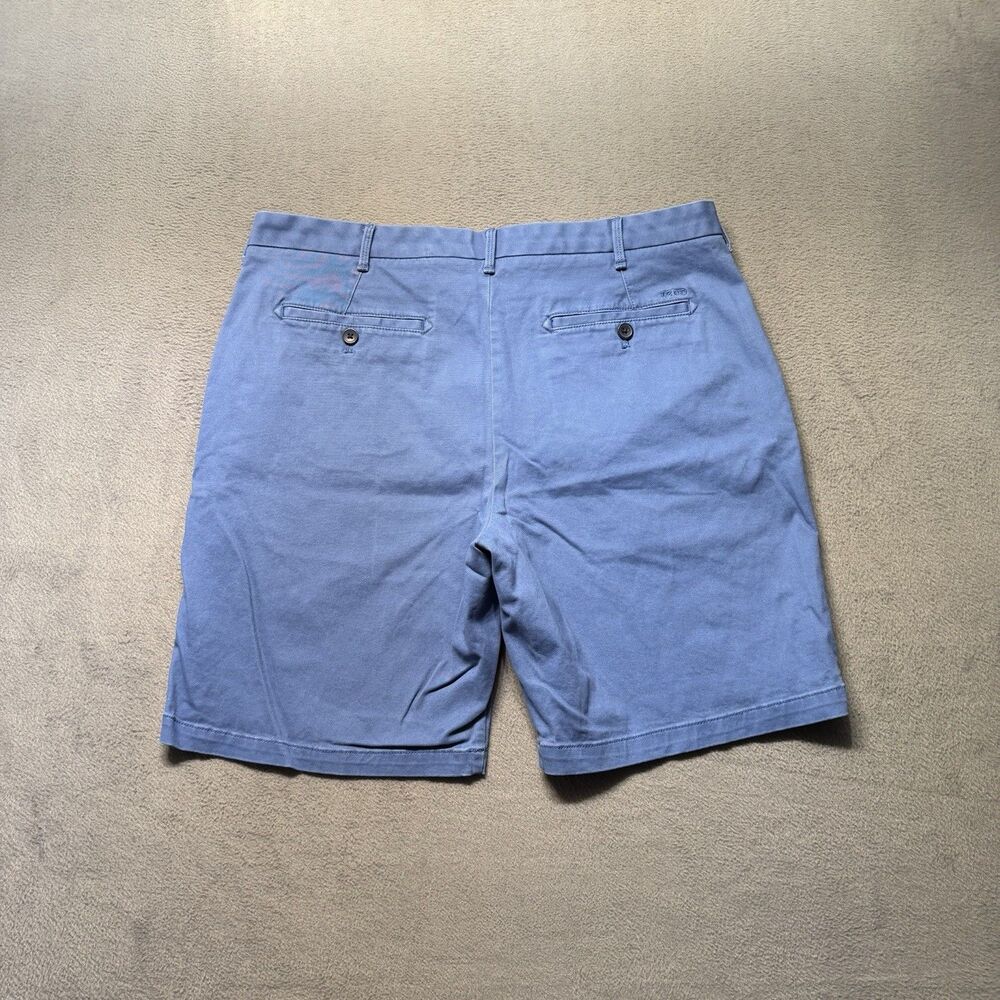 IZOD Saltwater Mens 36 Stretch Chino Shorts Blue Flat Front Casual 9.5 Inseam - Picture 2 of 9